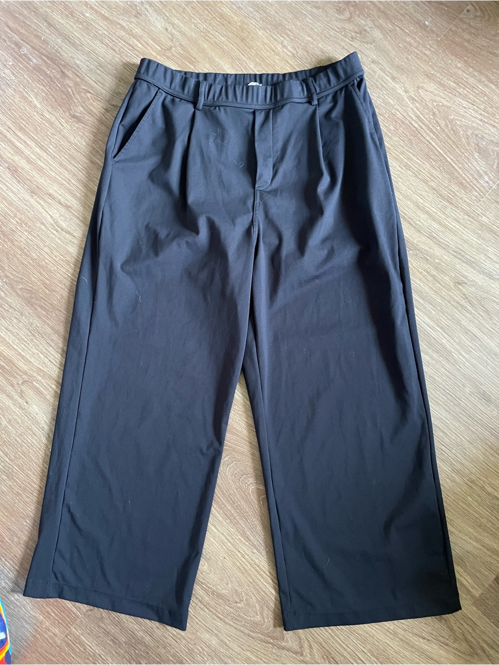 HALARA Black Wide-Leg pleated trouser Pants